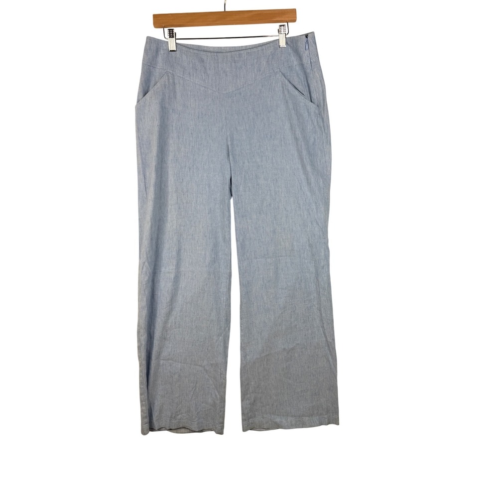 INC International‎ Concepts Linen Blend Chambray Wide Leg Pants size 8 Blue